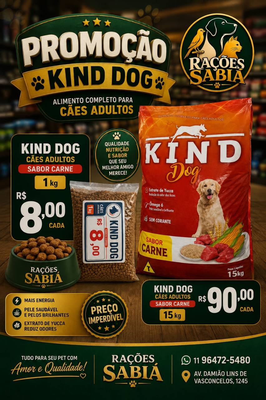 Ração Kind Dog em promoção na Rações Sabiá
